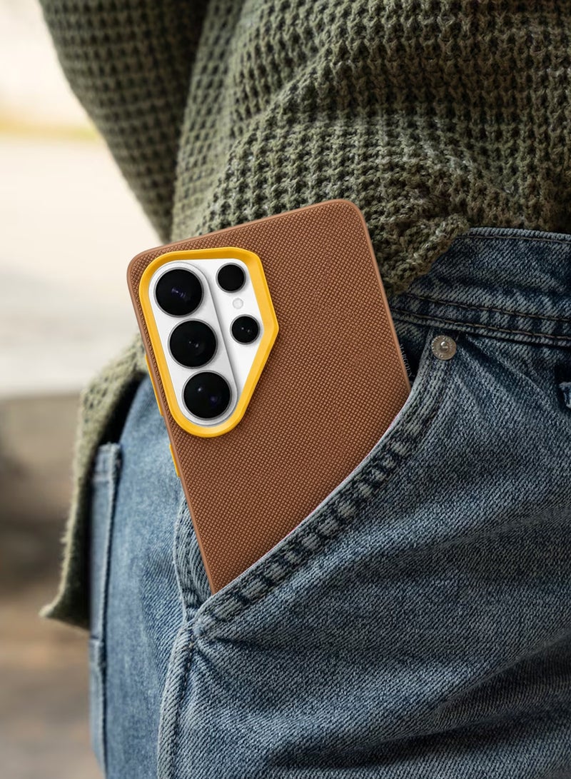 CATANES Samsung Galaxy S26 Ultra Vegan Leather Case Cover - Slim Fit - Raised Edges for Camera and Screen Protection - Light Brown - Image 5